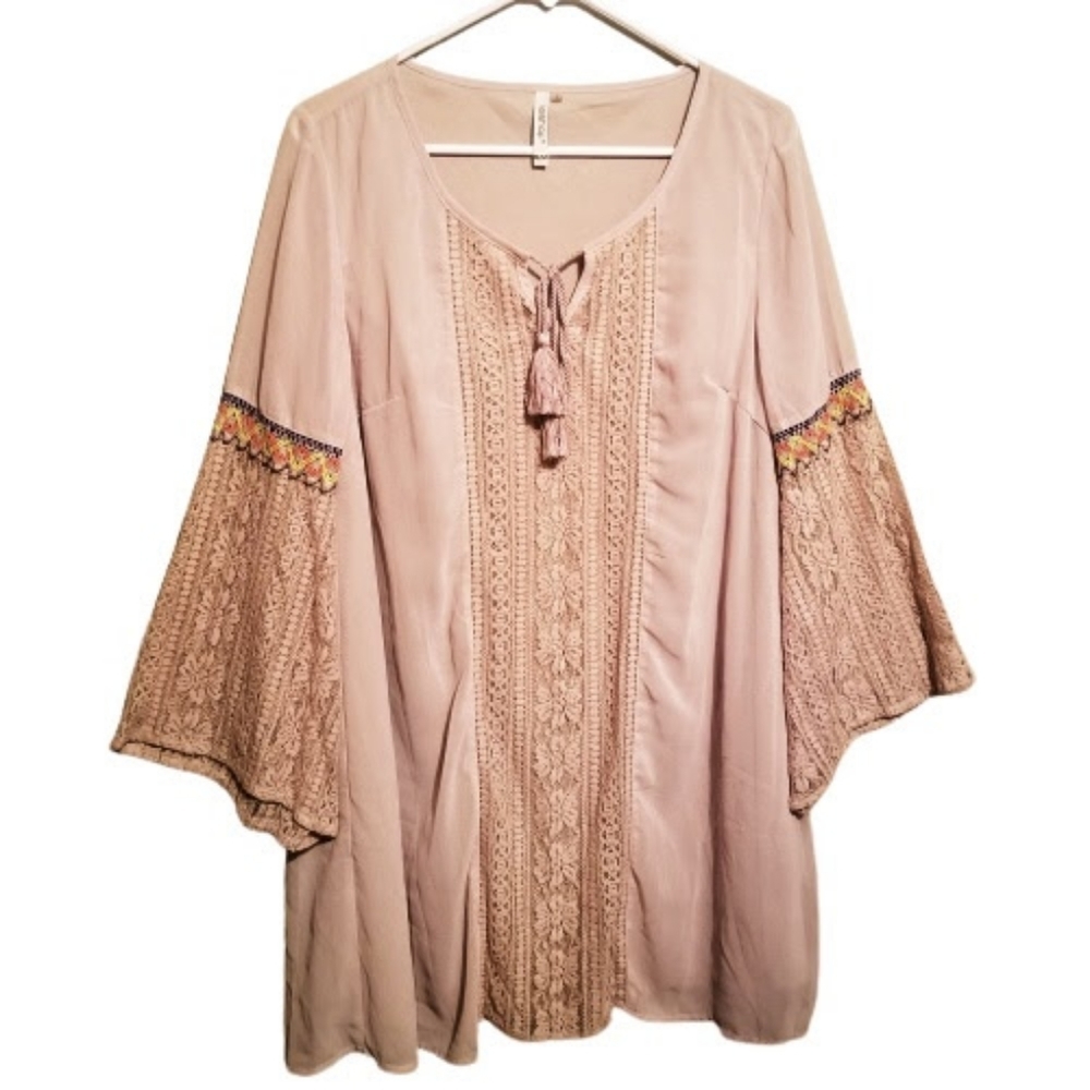 LESHOP Peasant Boho Tunic Dress Size M